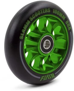 Stuntstep Wiel Aluminium 100mm Slamm Flair 2.0 Met Abec 9 Lagers In Color Zwart -Speelgoedwinkel Voor Kinderen SL580 2 Slamm 100mm Flair 2.0 Alloy Core Wheel Green Side speelactief.nl