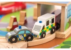 BigJigs BJT049 Treintafel Brandweer Spoortafel Houten Trein -Speelgoedwinkel Voor Kinderen bigjigs bt049 brandwweer trein set en tafel 3