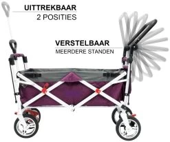 Active Outdoor Bolderkar Paars Met Zonnedak En Extra Bagagetas. Showmodel -Speelgoedwinkel Voor Kinderen bolderkar active outdoor opvouwen 3 1
