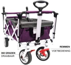 Active Outdoor Bolderkar Paars Met Zonnedak En Extra Bagagetas. Showmodel -Speelgoedwinkel Voor Kinderen bolderkar active outdoor opvouwen 5 1