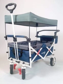 Active Outdoor Bolderkar Blauw Incl. Zonnedak, Extra Bagagetas En Extension. -Speelgoedwinkel Voor Kinderen bolderwagen active outdoor wagon blauw trekstang voor
