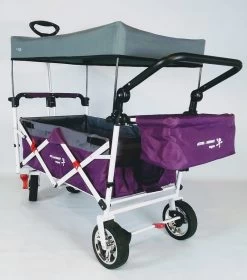 Active Outdoor Bolderkar Paars Met Zonnedak En Extra Bagagetas. Showmodel -Speelgoedwinkel Voor Kinderen bolderwagen active outdoor wagon paars duwbeugel voor