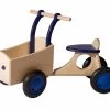 Houten Bakfiets Blauw Loopfiets VanDijkToys -Speelgoedwinkel Voor Kinderen houten bakfiets blauw van dijktoys