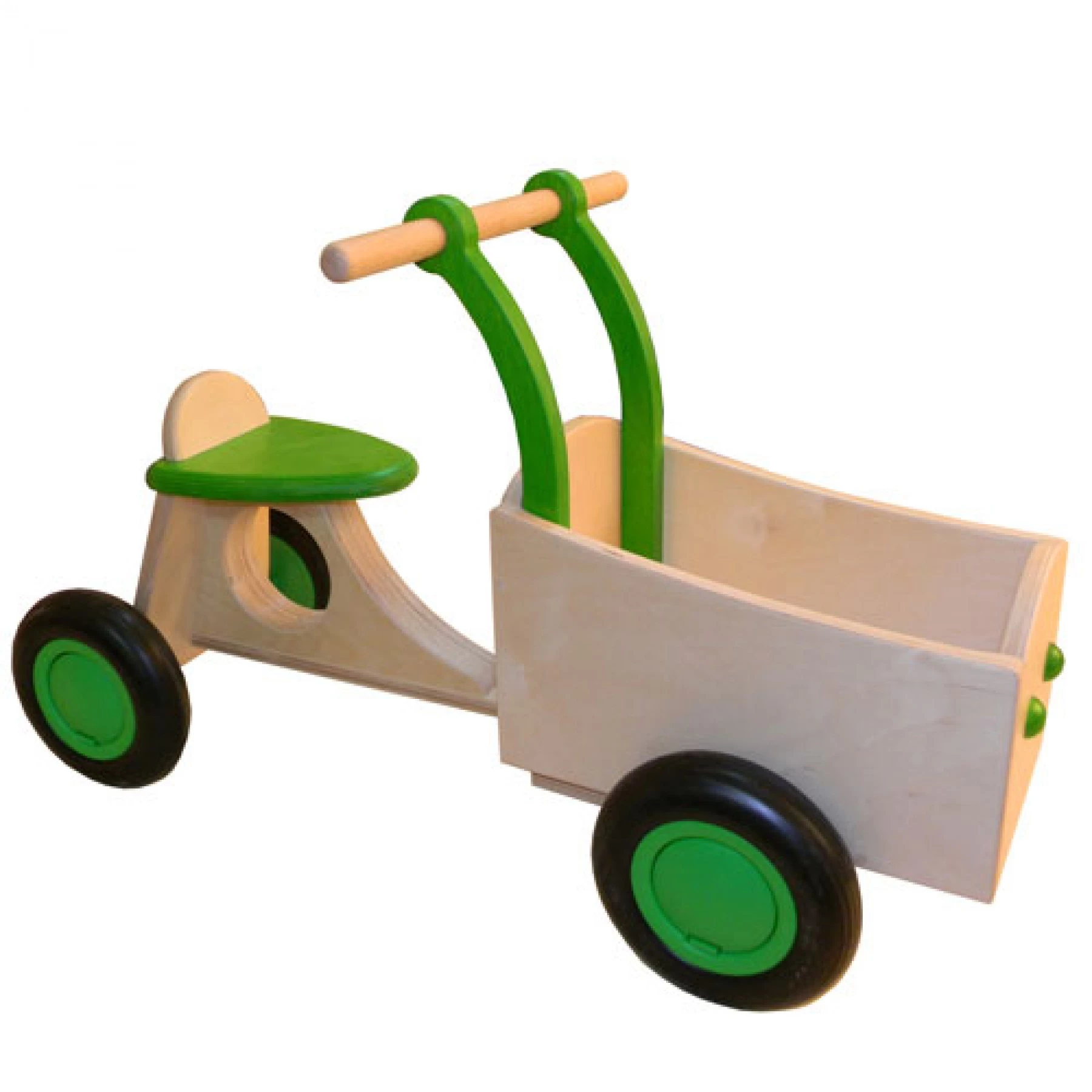 Houten Bakfiets Limegroen Loopfiets VanDijkToys 4 Houten Bakfiets Limegroen Loopfiets VanDijkToys - Afbeelding 2