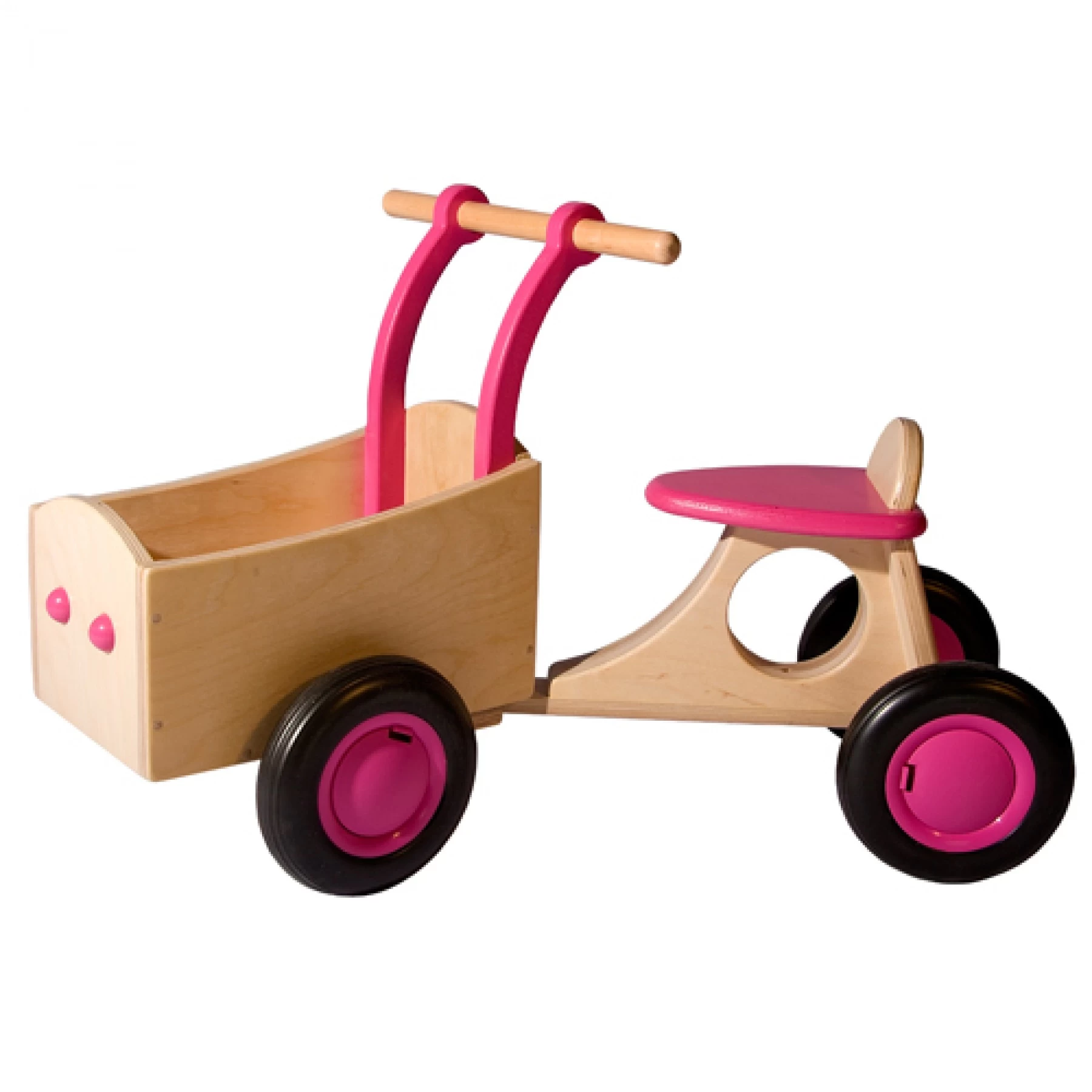 Houten Bakfiets Rose Loopfiets VanDijkToys 3 Houten Bakfiets Rose Loopfiets VanDijkToys
