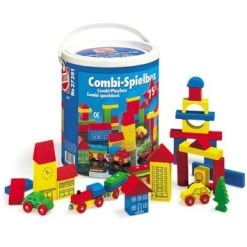 Blokkenset HEROS Combi-speelbox 75-delig -Speelgoedwinkel Voor Kinderen houten blokken combi in ton heros 27201 1 1