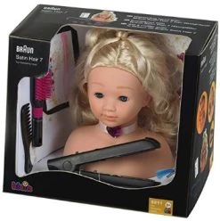 Kapkop Met Braun Satin Hair 7 Stijltang -Speelgoedwinkel Voor Kinderen kapkop stijltang theo klein 5245 1 1