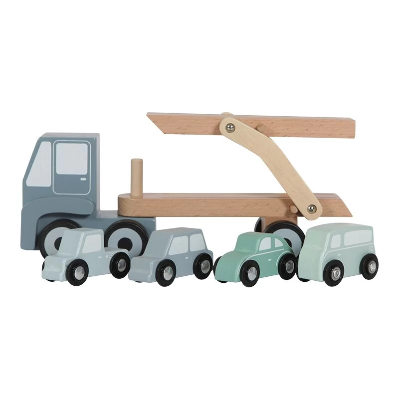 Little Dutch LD4453 Houten Autotransporter Blauw 5 Little Dutch LD4453 Houten Autotransporter Blauw - Afbeelding 3
