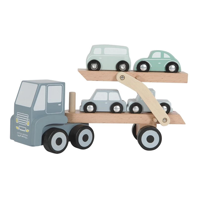 Little Dutch LD4453 Houten Autotransporter Blauw 3 Little Dutch LD4453 Houten Autotransporter Blauw