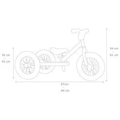 Trybike Steel Green 2in1 Loopfiets Vintage Groen -Speelgoedwinkel Voor Kinderen tekening trybike 2in1 afmetingen