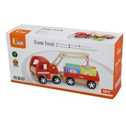 Houten Truck Met Kraan En Aanhanger Vigatoys -Speelgoedwinkel Voor Kinderen truck met kraan en aanhangwagen vigatoys v0690 1 1